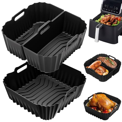 3 Stück Airfryer Silikonform Heißluftfritteuse Airfryer Zubehör für Cosori Philips Tefal Ninja Russell Hobbs Heissluftfritteuse Zubehör Wiederverwendbar anstelle Backpapier
