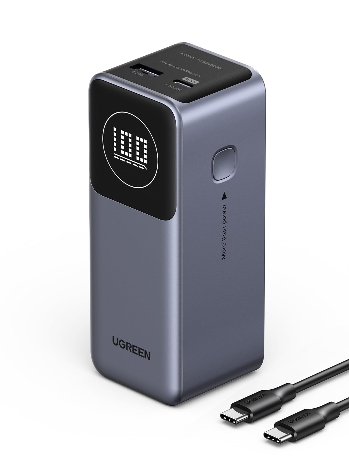 UGREEN Nexode Power Bank 12000mAh 100W, Caricatore Portatile Ricarica Rapida PD 3.0, Batteria Esterna con Display, Compatibile con MacBook PRO/Air, iPhone 16/15 Plus PRO Max, Galaxy S24 S23 Ultra