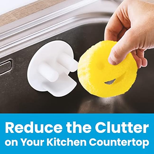 Berkland Smiley Scrub Sponge Holder with 14 Suction Cups for Superior Stick Kitchen Sink Scrub Caddy for Happy Daddy Face Sponge