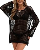 Beach Cover Up Women Beach Dress Summer Crochet Top Bikini Cover Ups Beachwear Sexy Swimwear Black