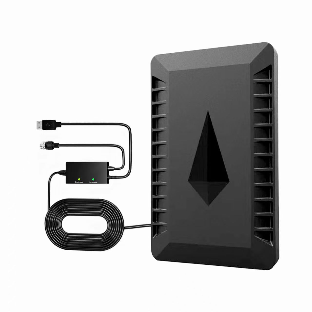 Antenna TV Interna Amplificata Potente e Portatile,650KM+ Antenna Digitale Terrestre da Interno/Esterna Amplificata Potente Supporto 4K 1080p DVB-T/DVB-T2 VHF UHF, Cavo Coassiale 10M