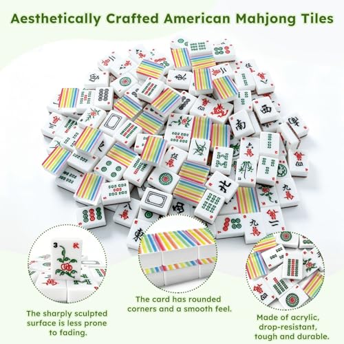 Set de fichas American Mahjong acrílico con bolsa y accesorios miniatura 6