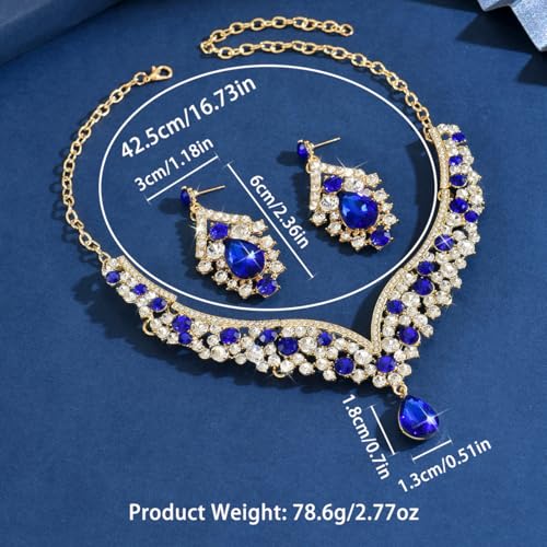 Image of Shning Diva Fashion Stylish Crystal Jewelllery Set for Women | Statement Necklace with Matching Teardrop Earrings | Luxury Elegant Wedding Party Choker Jewelry