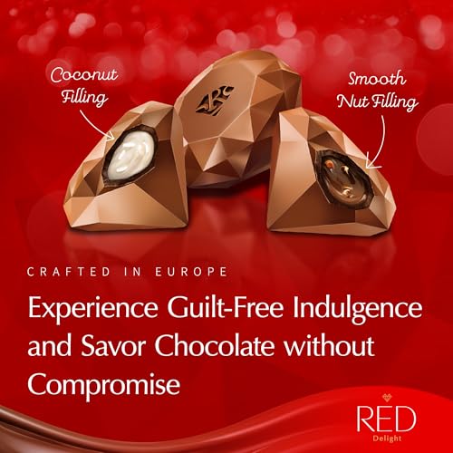 Red Delight Milk Chocolate Diamond Truffles Variety Pack, 1.55 Oz, Pack Of 10 Chocolate Truffles With Smooth Coconut And Nut Fillings - Kosher & No Added Sugar thumb #2