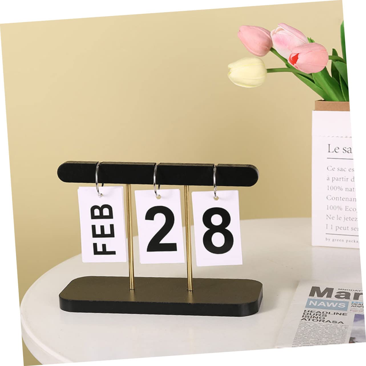 TEHAUX 5stücke Vintage Kalender Moderner Tischkalender Für Büro Und Zuhause Wiederverwendbarer Schreibtisch-organizer Stilvolle Dekoration Und Geschenkidee Schwarz