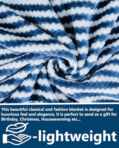 Image of BSB HOME Polyester Premium Plush Single Blanket|300 GSM Lightweight Cozy Ultrasoft for Bed, Sofa, Travel & Camping| 228x152 cm Blue & White| TC - 220