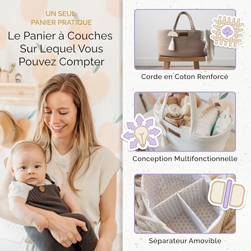 Panier à couches pour ranger la table à langer de bébé