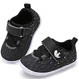 FEETCITY Baby First Walking Shoes Boys Girls Toddler Sneakers Anti-Slip Newborn Crib Shoes 15-21 Months Infant Black