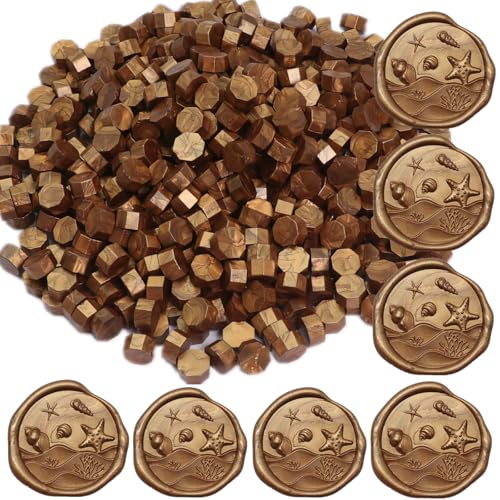 Copper Wax Seal Beads, 400Pcs Sealing Wax Beads, Octagon Wax Sealing Beads, Bronze Sealing Wax Beads Set for Wax Seal Stamp, Gift Wrapping, Letter Sealing (Copper)