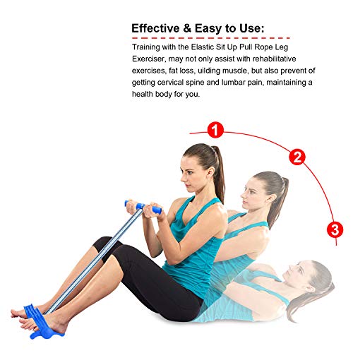 COVVY Elastic Sit Up Pull Rope Spring Tension Foot Pedal Abdomen Leg Exerciser Tummy Trimmer Equipment Bodybuilding Home Gym Arm Waist Sport Fitness Stretching Slimming Training (Blue)