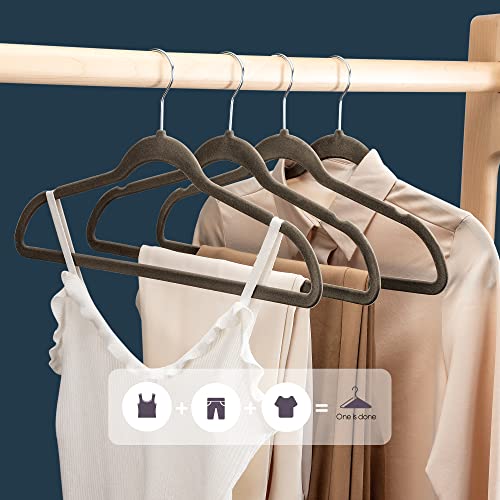 House Day Grey Velvet Hangers 60 Pack, Premium Clothes Hangers Non-Slip Felt Hangers, Sturdy Grey Hangers Heavy Duty Coat Hangers, Durable Suit Hangers For Space Saving, No Hanger Marks 360 Rotating #TOP4