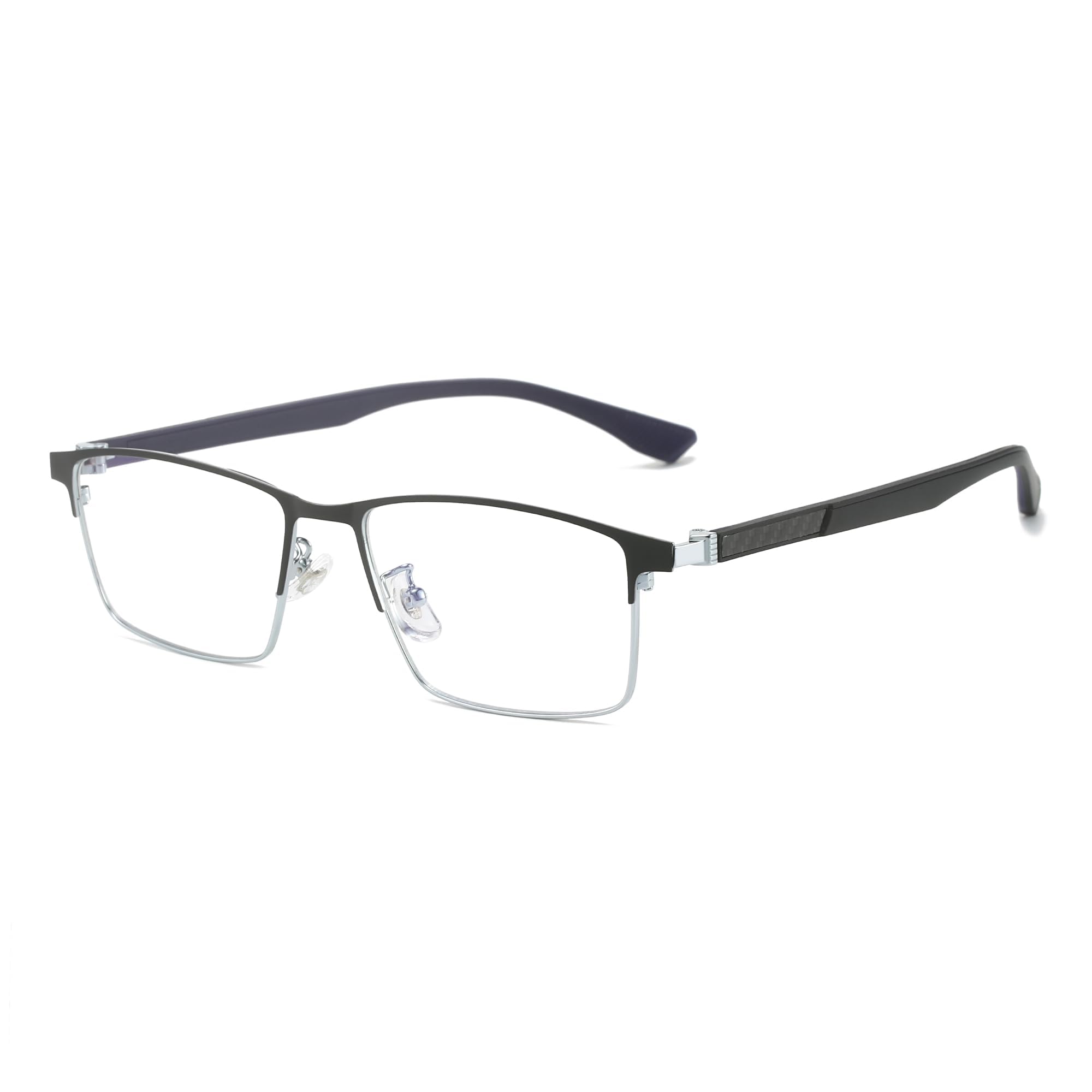 Cyxus Carbon Fiber 99% Blue Light Glasses Men Women, 23g Semi-rim Square Frame for Computer Gaming 8146