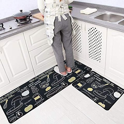 Leebei Kitchen Mats Rugs Sets Non-slip Washable Floor Carpet Bedroom Mats Sets (47.2 ×15.7 inch +23.6×15.7 inch (Pumpkin-pie) Cover