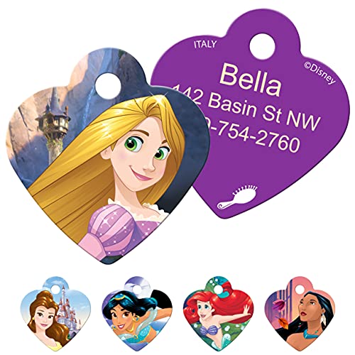 GoTags Disney Tangled Princess Rapunzel Dog Tags for Pets, Personalized Engraved Dog ID Tags with up to 4 Lines of Custom Text