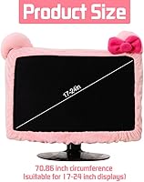 Vista 5 de 2 fundas elásticas kawaii para monitor, orejas de gato, color rosa, a prueba de polvo para PC, TV, laptop (17 a 24 pulgadas)