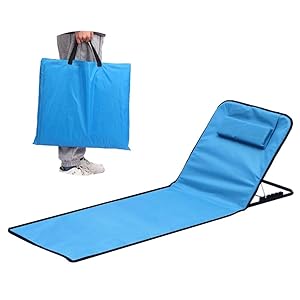 Esterilla Playa con Respaldo,Tumbona Playa Ajustable,Tumbona Playa Plegable Ligera,con Bolsa para Guardarlo Cómodamente Esterilla Playa Plegable,Silla Playa para Camping, Playas, Piscinas