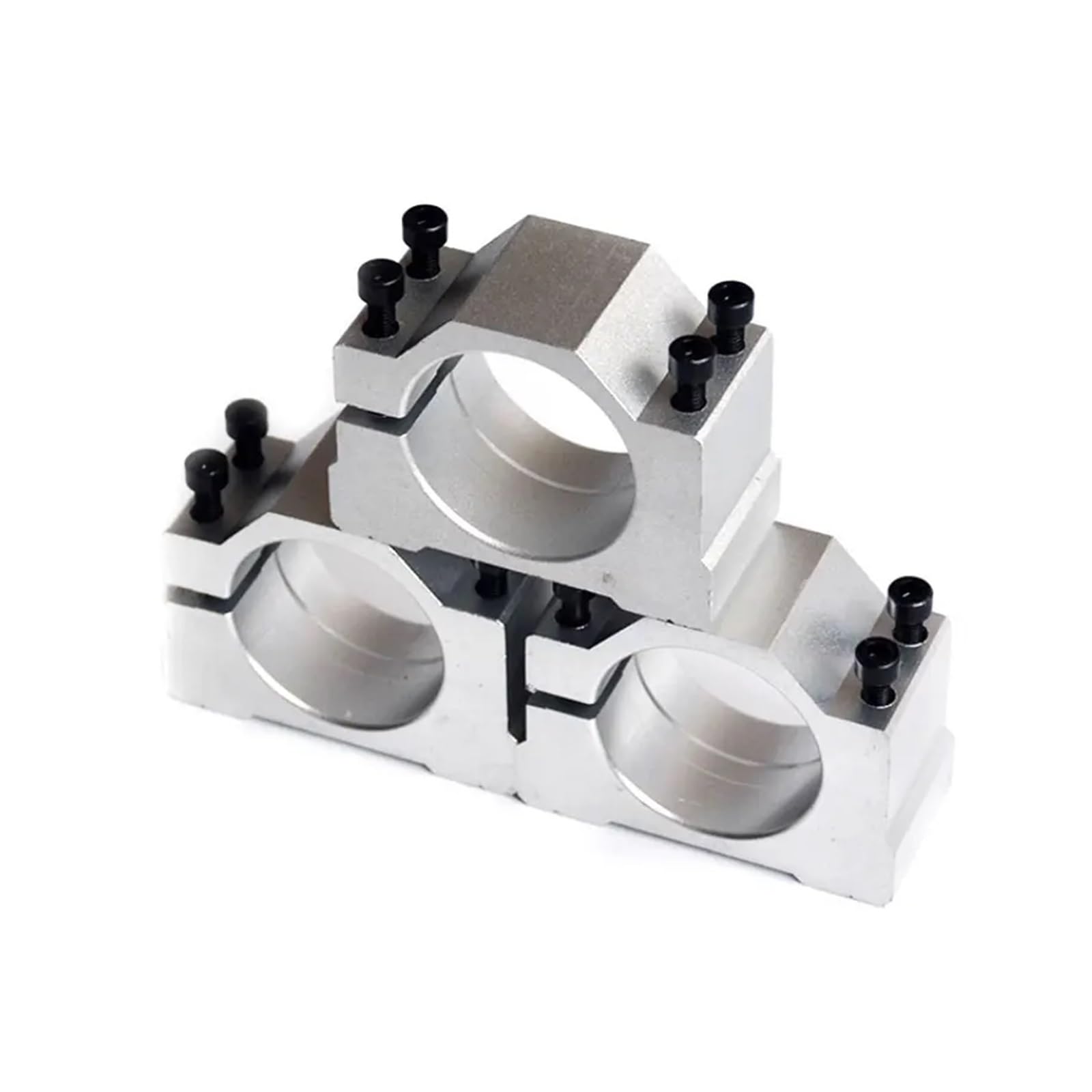 Abrazaderas de manguera, abrazaderas tubo, abrazadera CNC, soporte montaje husillo, 50 diámetros, 48 ​​mm/50 mm/52 mm/54 mm/56 mm, aluminio con 4 pernos hexagonales(52mm)