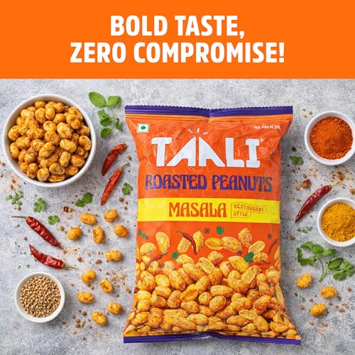 Image of Taali Roasted Peanuts - Masala Peanuts |Crunchy Healthy Snacks | No Trans Fat, Gluten free, Roasted Not Fried (Pack of 4 x 140 gms)(weight may vary)