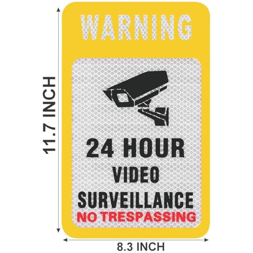 Image of CVANU Reflective CCVT Surveillance (Set of 5) Self-Adhesive Bold Security Notice Vinyl Sign Sticker Decals for Shops| Offices| Parking Areas (11.7X8.3inch) Yellow