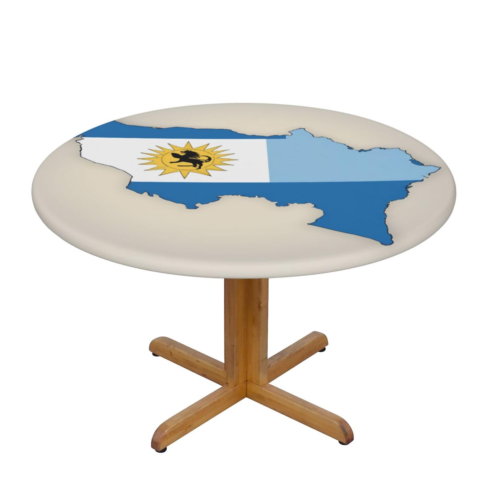 DUWAA Uruguay Flag Map01 Print Oxford Fitted Table Cover For Patio Picnic, Waterproof Round Tablecloth For Home And Outdoor