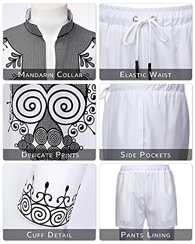 YND Men’s 2 Piece Set African Dashiki Shirt and Pants, Outfit with Gold Print4