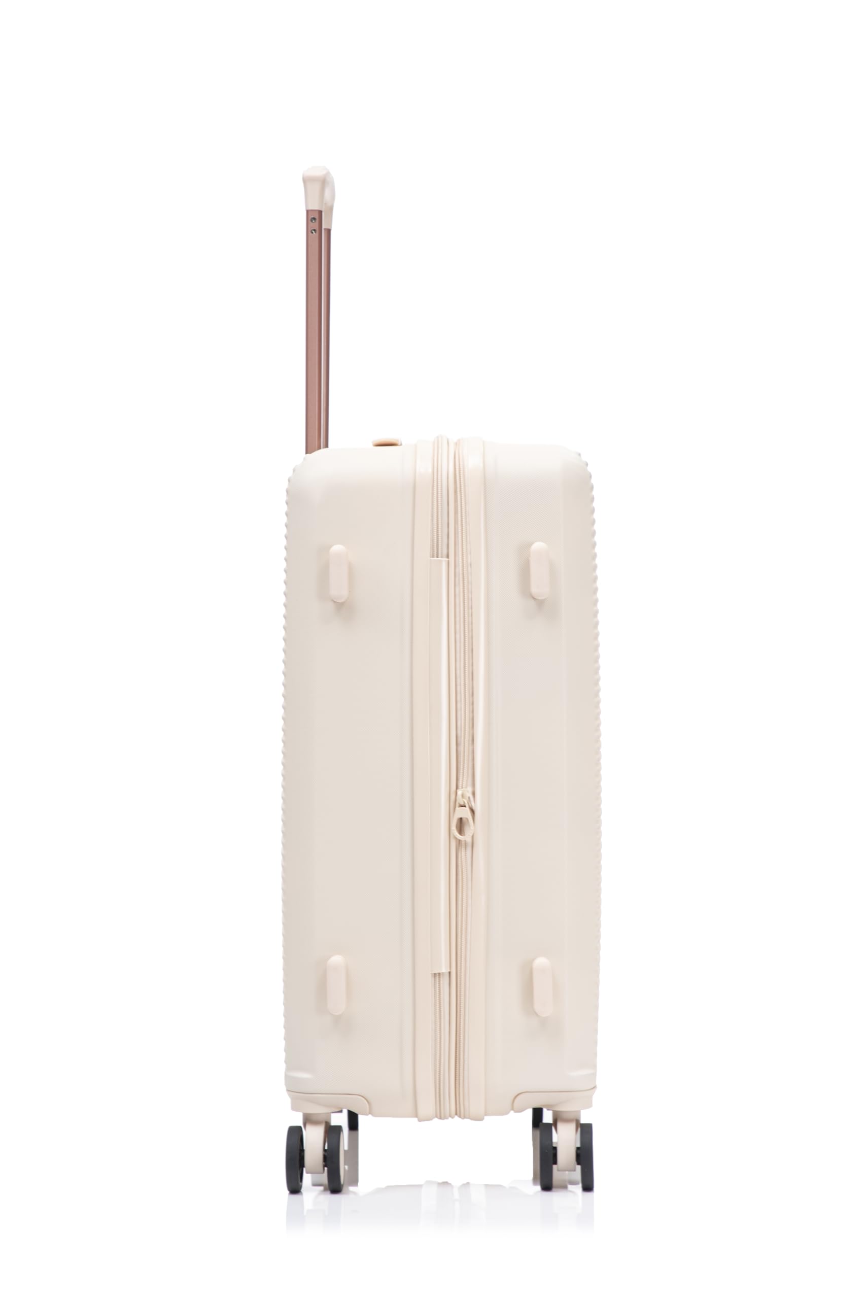 CELIMS - Valise Moyenne Taille Rigide à 4 roulettes Légère Soute 23kg 65cm | Cadenas TSA | Extensible | Bagage Moyenne avec 4 Roues 65cm | Valise Week-End | Beige