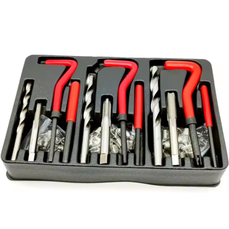 CLKE Gerapporteerd net, Helicoil, Helicoil M5 M6 M8, schroefdraad, 75 stuks reparatie van schroefdraad M5 M6 M8 Schroefdraad Reparatieset Helicoil inzetstuk