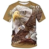 ARORALS Men's Bald Eagle T-Shirt Summer Short Sleeve Tees Tops Animal Theme Sweatshirt Realistic Graphic Shirt,Brown,XL