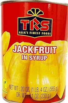 TRS Jackfruit in Syrup, Canned jackfruit, Ready to Eat, Jackfruit Chunks Used in both sweet and savory dishes, Indian Origin-565g (Pack of 6)