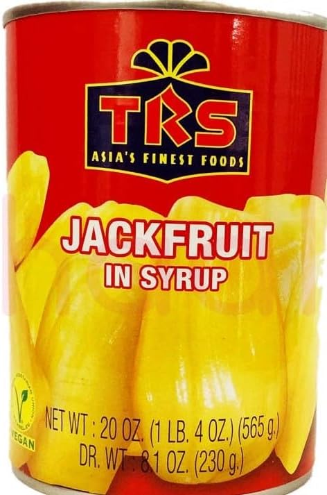 TRS Jackfruit in Syrup, Canned jackfruit, Ready to Eat, Jackfruit Chunks Used in both sweet and savory dishes, Indian Origin-565g (Pack of 6)