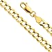 The World Jewelry Center 14k REAL Yellow Gold Solid Men's 4.5mm Cuban Concave Curb Chain Necklace with Lobster Claw Clasp - 20