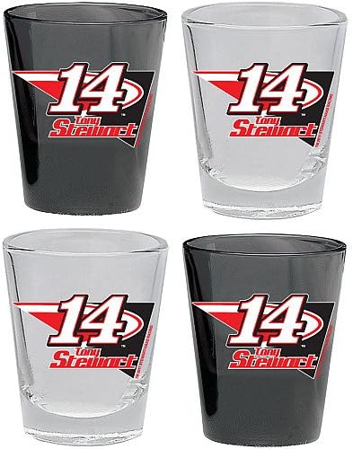 Hunter Manufacturing NASCAR Tony Stewart Shot Glass Collector Set (4-Piece), 2-Ounce, Clear