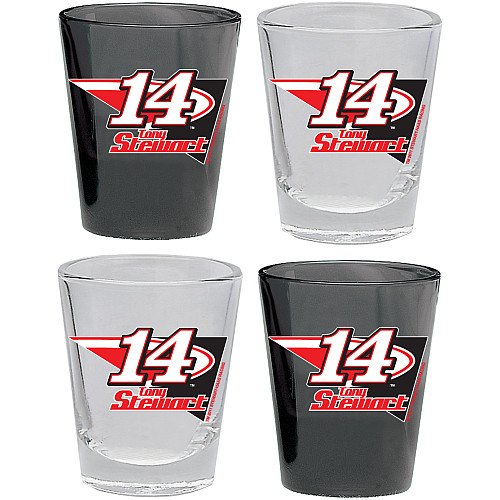 Hunter Manufacturing NASCAR Tony Stewart Shot Glass Collector Set (4-Piece), 2-Ounce, Clear