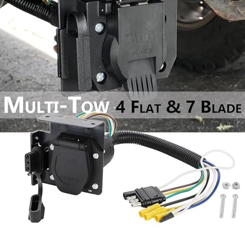 Adaptador de remolque de 4 pines a 7 vías con conector de doble salida para luces 2