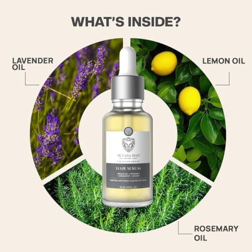 Image of Hair Serum with Natural Cold-pressed Essential Oils| Vitamin E | Lemon| Softer & Shiny Hair | Hair Serum for Men | Non-sticky | Silicone-free | Parabens-free | Phthalates-free - 30 ML