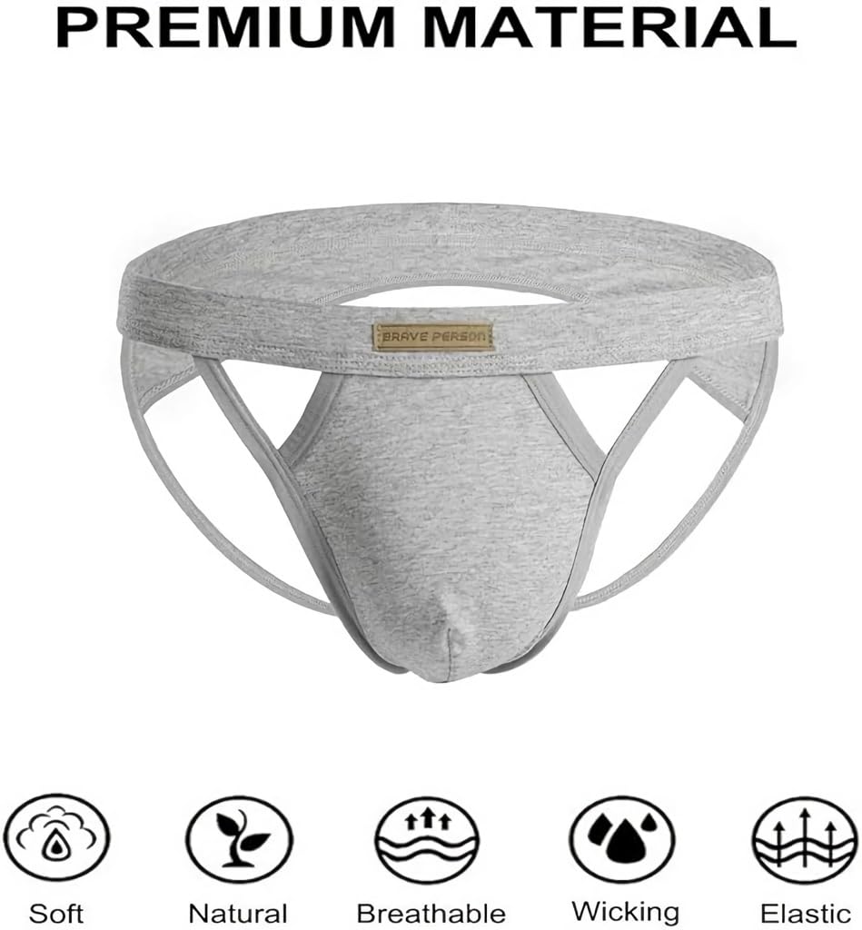BRAVE PERSON Jock Straps - Tanga para hombre, ropa interior de algodón, vasectomía, con bolsa para copa