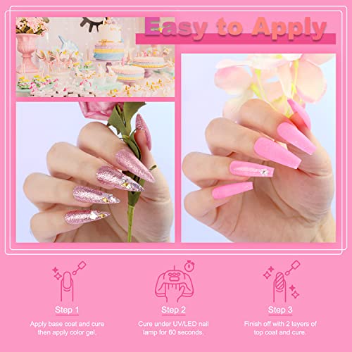 Lavender Violets Gel Nail Polish Kit - 18+3 Colors Pink Green And Silver Soak-Off Uv Led Nail Gel With Base, Matte And Glossy Top Coat F997E #TOP4