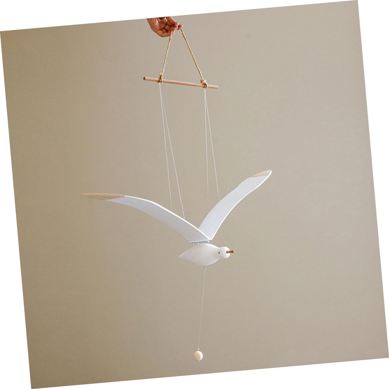 Colgante Cuerda de Cáñamo Adorno de Pájaro de Madera Diseño Único y Material Seguro para Decoración de Habitación Infantil para Dormitorio o Fiesta de Bienvenida de Ñiño