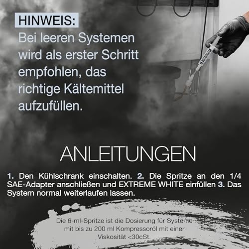 ERRECOM EXTREME WHITE - 6 x 12ml Kältemittelleckstopp für Kühlschränke mit luftdichtem Kompressor und R600 - R290 - R134a - inklusive SAE 1/4 Adapter