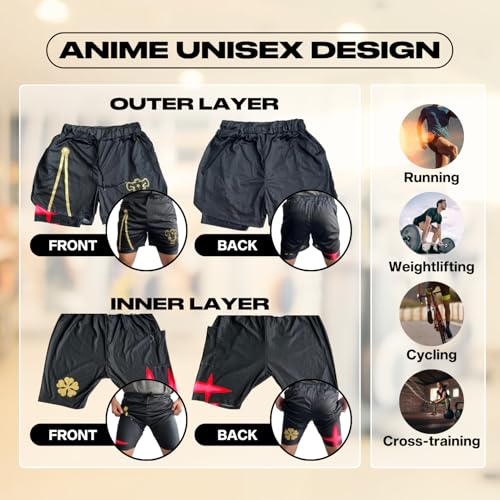 CROWN Anime Shorts - Breathable Mesh Stretch Compression Gym Short with Pockets and Towel Holder4