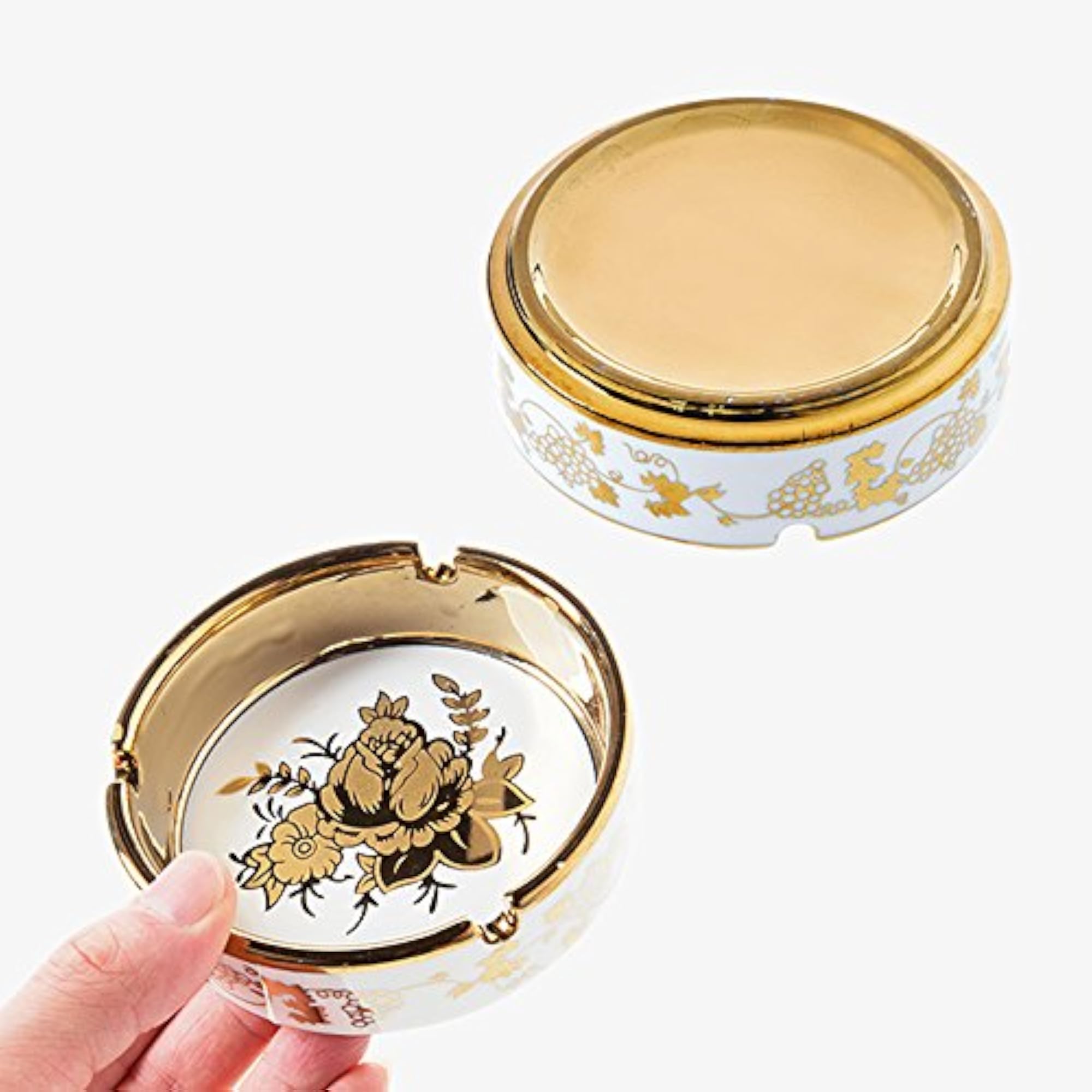 4' Ceramic Titanium Plating Tabletop Ashtray