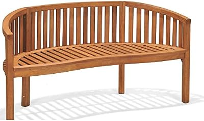 Garden Teak Bench Outdoor Patio Banana 3 Seater Seat Wooden Rustic