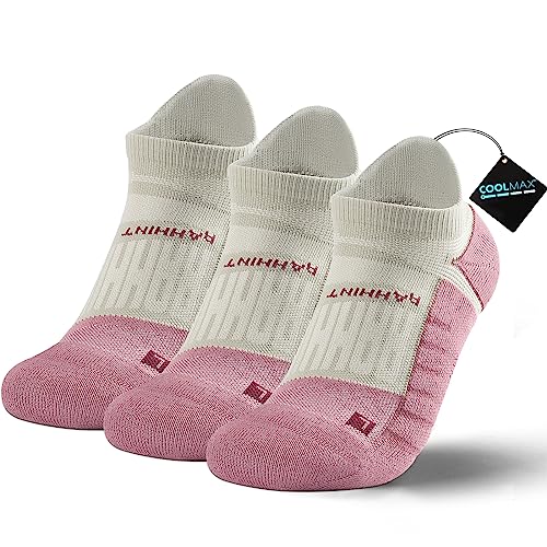 Rahhint - Rahhint 3 Pairs Compression Running Socks Cushioned Ankle Socks Anti-Blister Moisture Wicking No Show Men Women Socks