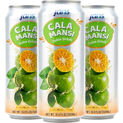Image of Jans Golden Lime Juice Calamansi Drink (16.9 oz Cans, 12-Pack) - Philippine Kalamansi Citrus Beverage - Natural Lemoncito Yuzu Style Lime Drink, Lemon, Orange, Tangerine, Citrus Substitute | From Pure Calamansi Extract