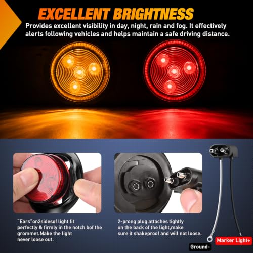 Image of Nilight LED Trailer Light Kit Oval Tail Lights & Round Marker for Truck RV