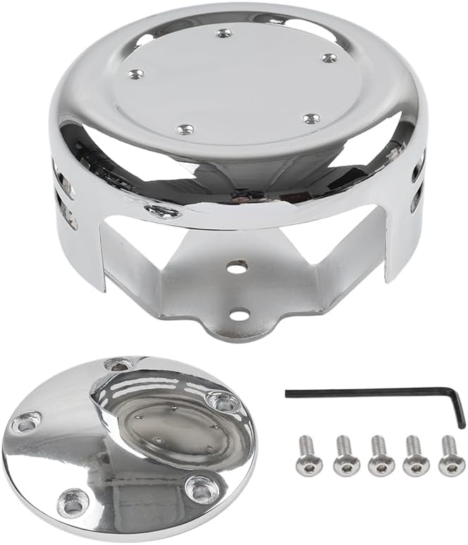 Cngoat41 1 Pc Horn Cover 5 Hole Point Cover Iron Horn Cover & Billet Aluminum Point Cover Chrome For Big Twin and For Sportster XL models 1991-up