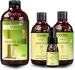 Selagem Nanoplastia Pantovin Com Kit Life Home Care Shampoo Mascara e Tonico Capilar Three Therapy