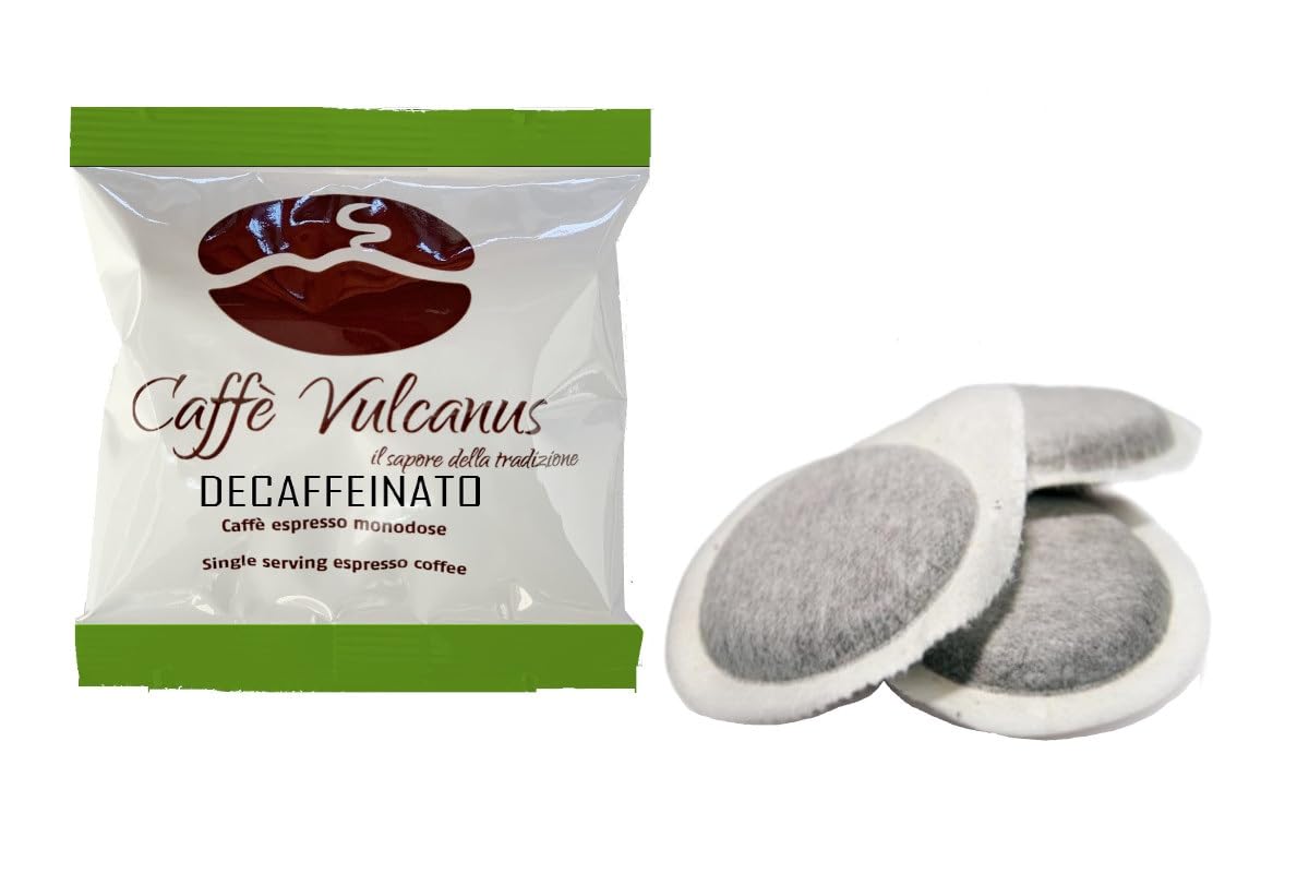 Caffè Vulcanus - 150 cápsulas de papel compostables ESE44 - Mezcla descafeinada