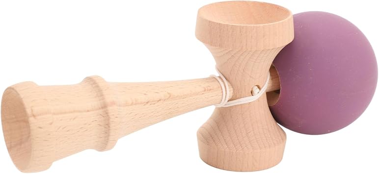 Kendama Toy, Kendama Wooden Kendama Toy Wooden Catch Ball Game Wooden Catch Ball Portable Kendama Improves Hand Eye Coordination with String for Indoor and Outdoor Purple
