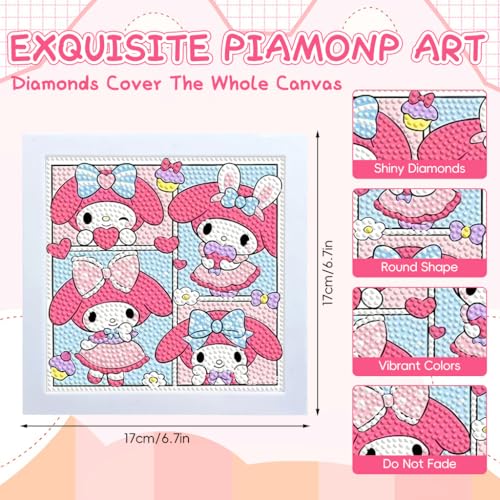 Image of PATPAT Diamond Painting Kit 7 Inch Wooden Frame for Kids | Hands-On Craft Activity, Focused Creative Time, Wooden Frame Display for Beginners